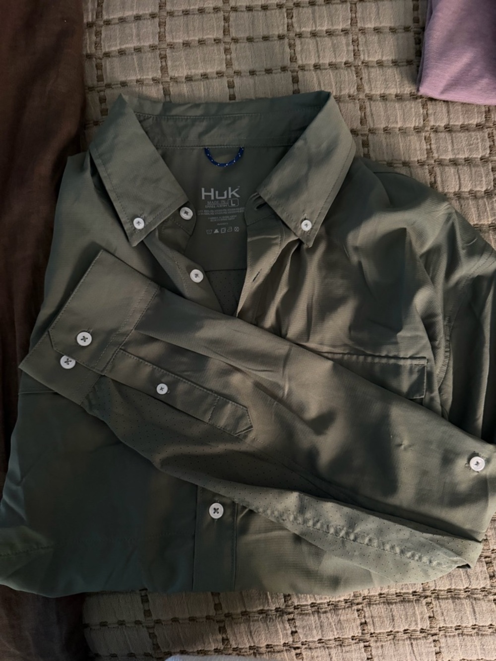 HUK long sleeve fishing shirt - green